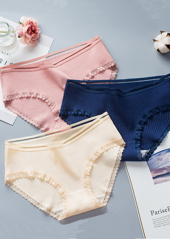 Combo 5 quần lót nữ cotton cao cấp phối viền ren thấm hút mồ hôi QL02