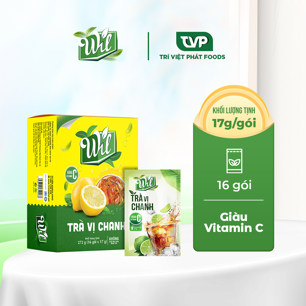 Trà hòa tan vị chanh Wil bổ sung Vitamin C giải khát hộp 272g