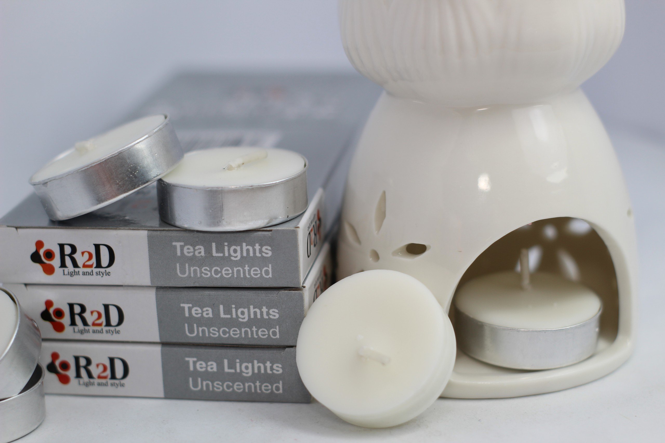 Nến không khói màu trắng tealight 10 viên dùng cho lò xông tinh dầu chính hãng R2D