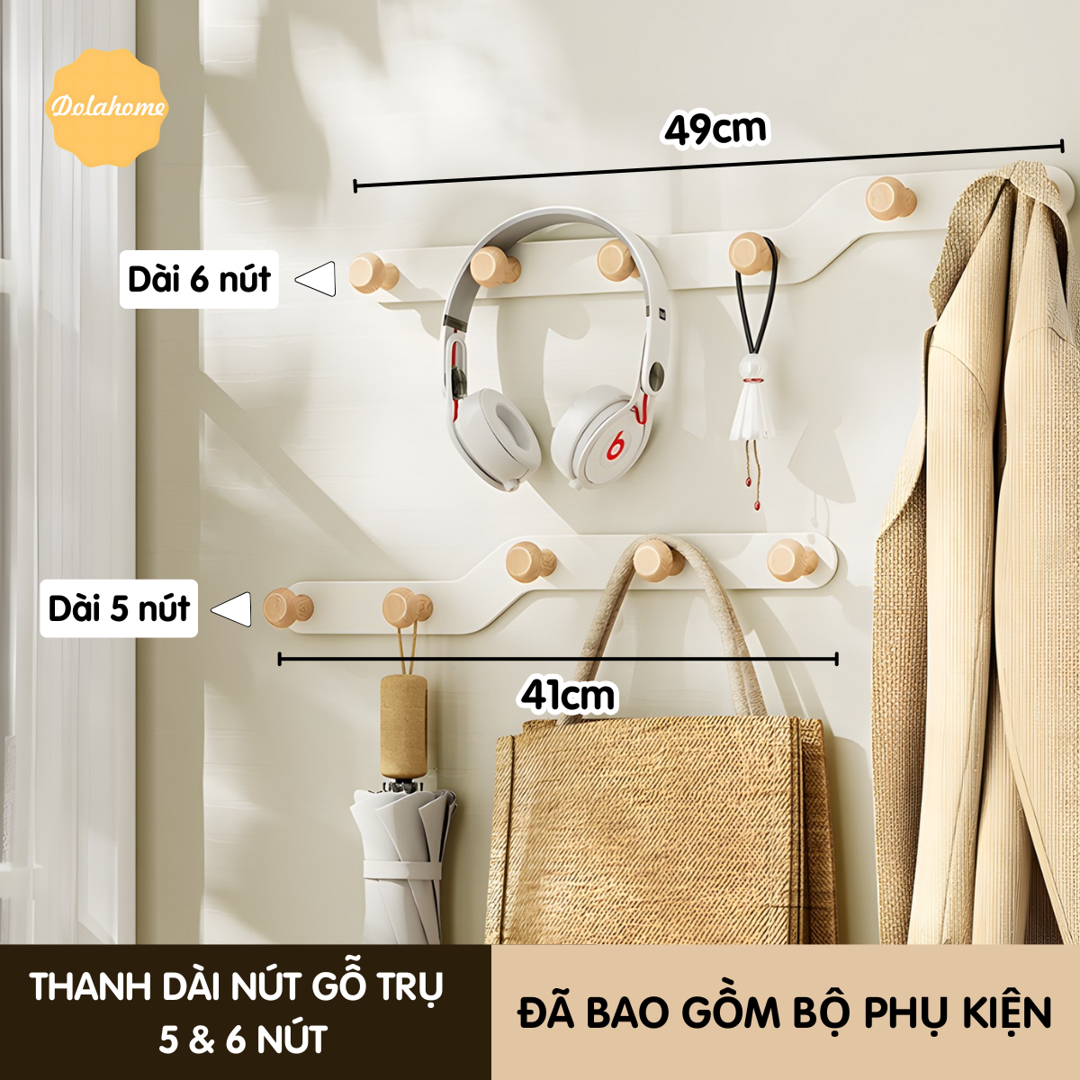 Móc treo đồ decor phòng ngủ Dola Home dán chịu lực, móc treo chìa khoá, treo túi xách, đồ gia dụng