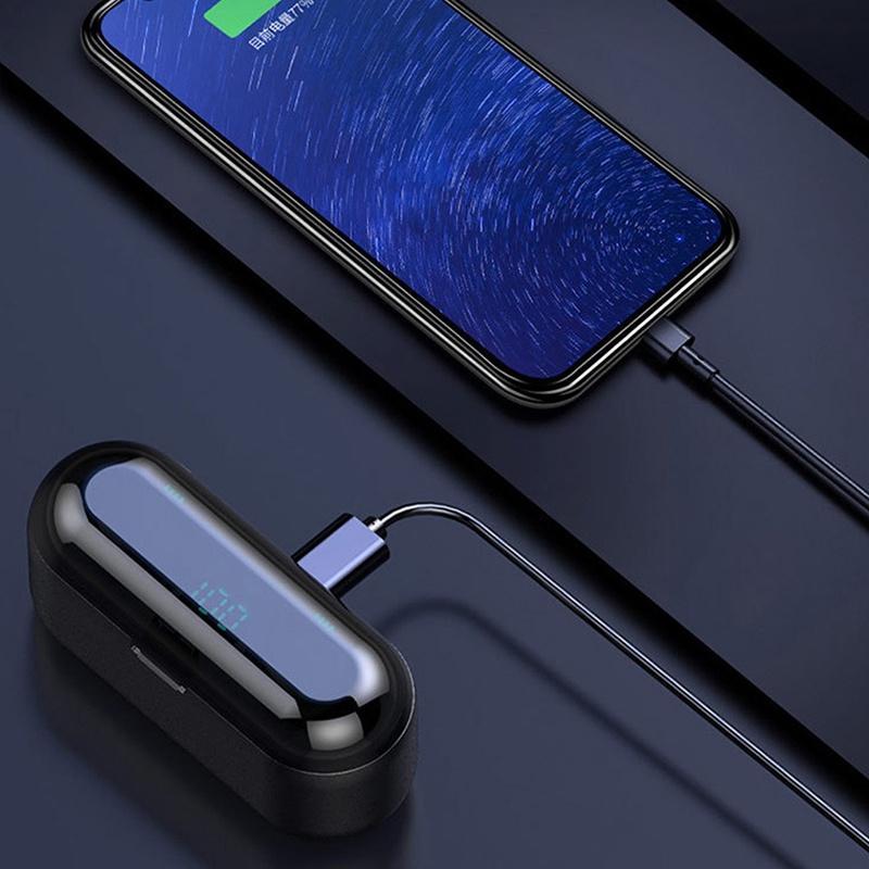 Tai nghe bluetooth F9 TWS 5.0 ko dây cảm ứng chống nước , ồn tích hợp sạc dự phòng 2500mAhtáo/Android/xiaomi/OPPO