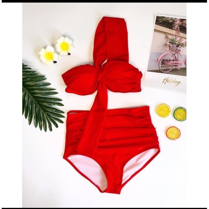 Bikini xoắn ngực choàng vai quần nhún (nhiều màu) VATIXA BKN21