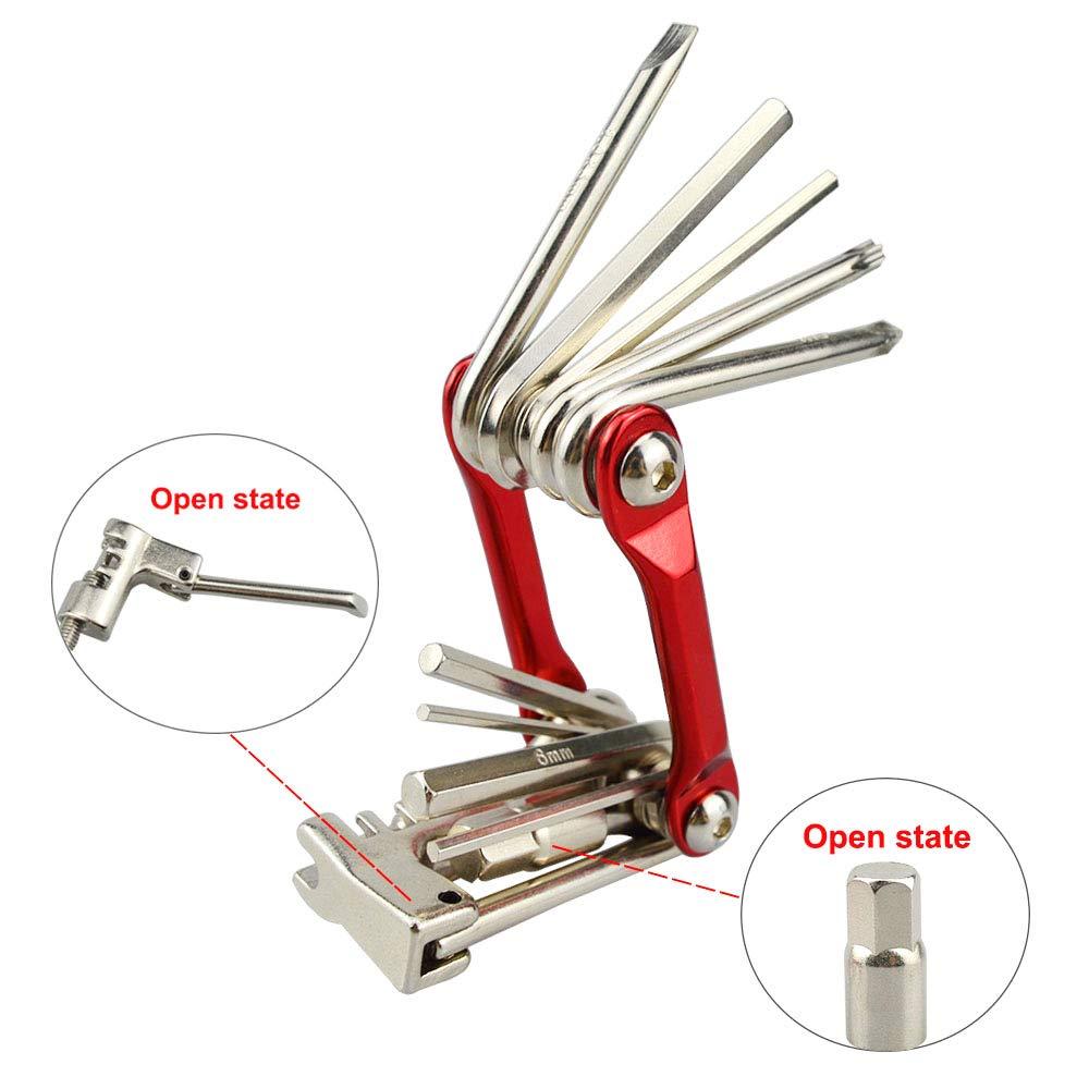 11 Trong 1 Công cụ sửa chữa xe đạp đa chức năng, bộ xe đạp đa dụng cụ mini, công cụ bảo dưỡng xe đạp có thể gập lại di động