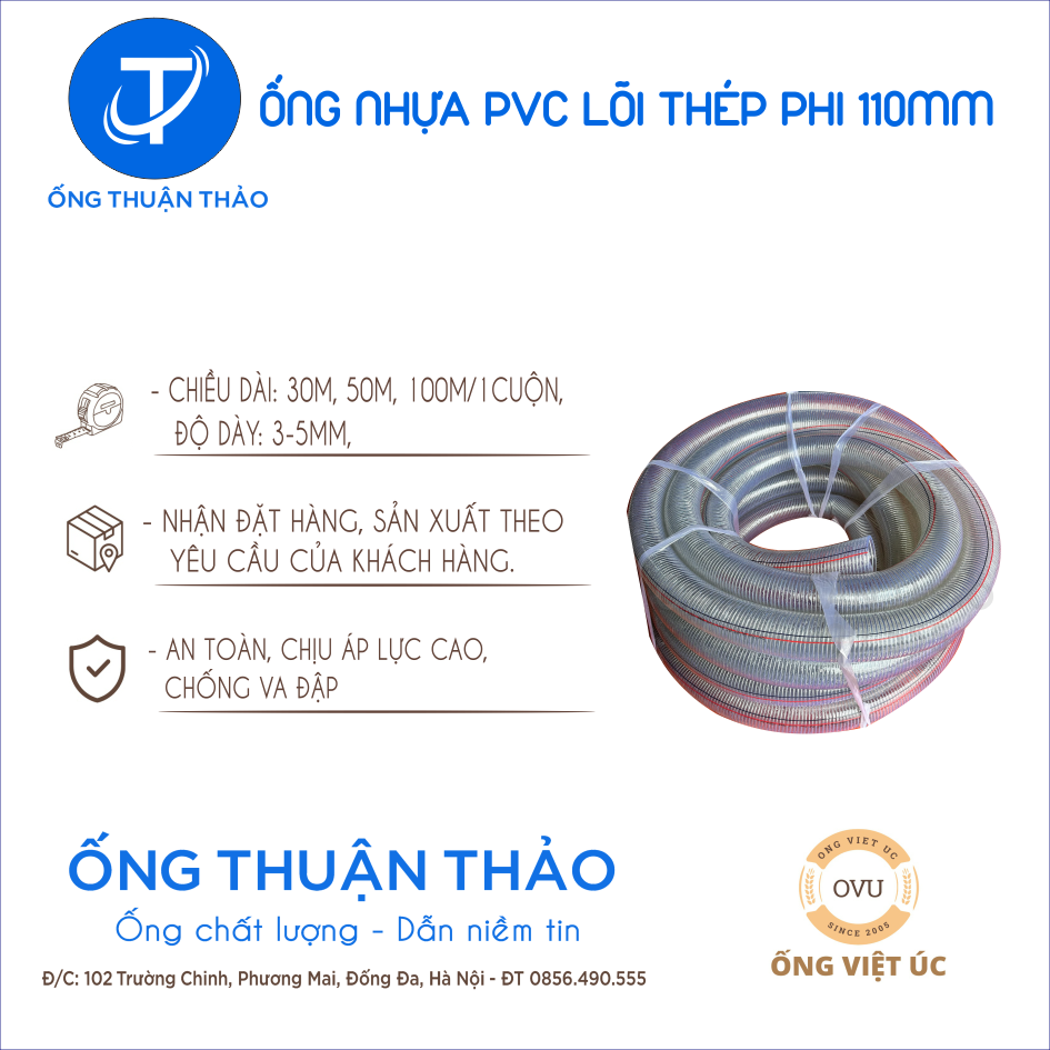 Ống Nhựa PVC Lõi Thép Phi 110mm CUỘN 30 MÉT- Hàng Nhập Khẩu