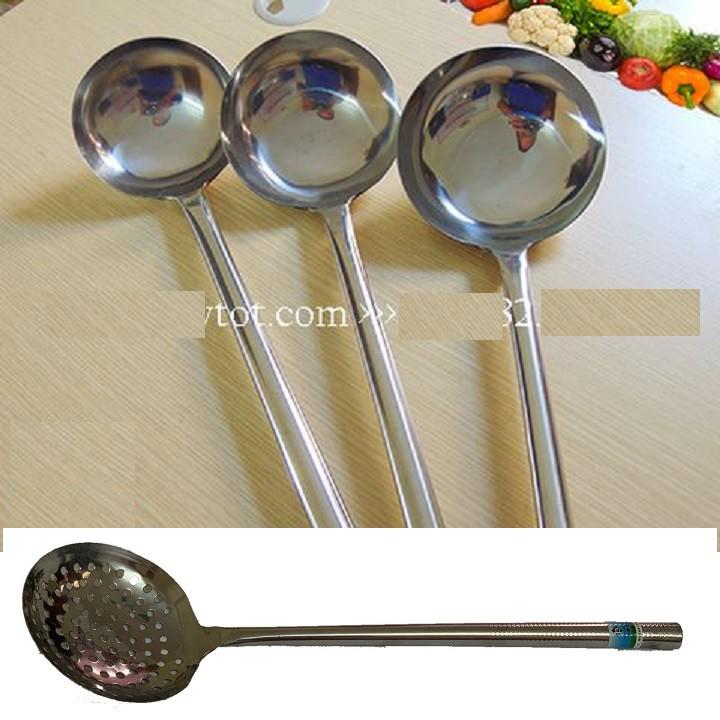 Bộ 3 muôi múc,muôi lẩu,xẻng chiên xào công nghiệp inox cao cấp