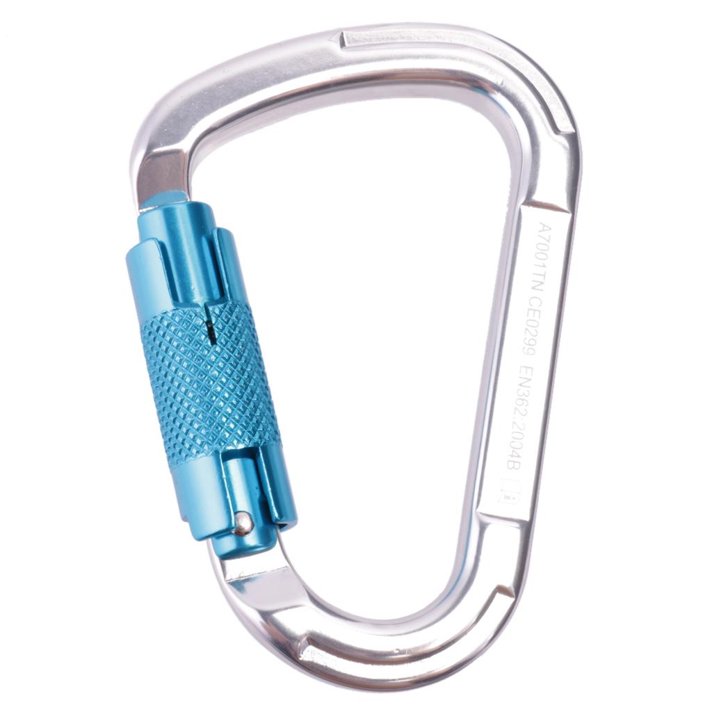 25KN Auto Locking D-Ring Carabiner For Mountaineering Rock Climbing - Blue