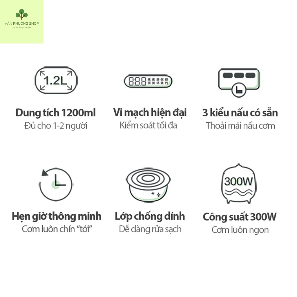 Nồi Cơm Điện Mini Đa Năng 1.2L