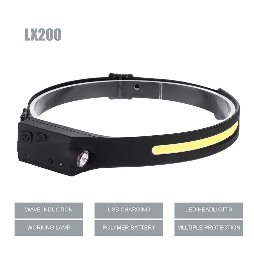 Đèn đầu cảm biến COB LED với Pin tích hợp / Đèn pin chống nước có thể sạc lại USB / 5 chế độ chiếu sáng Ánh sáng làm việc