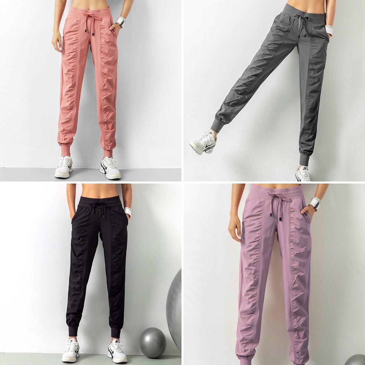 QUẦN DÀI JOGGER SPORT DÙ NỮ TẬP GYM/YOGA/ĐI BỘ CHẤT VẢI DÙ CAO CẤP THẤM HÚT MỒ HÔI - Màu Hồng