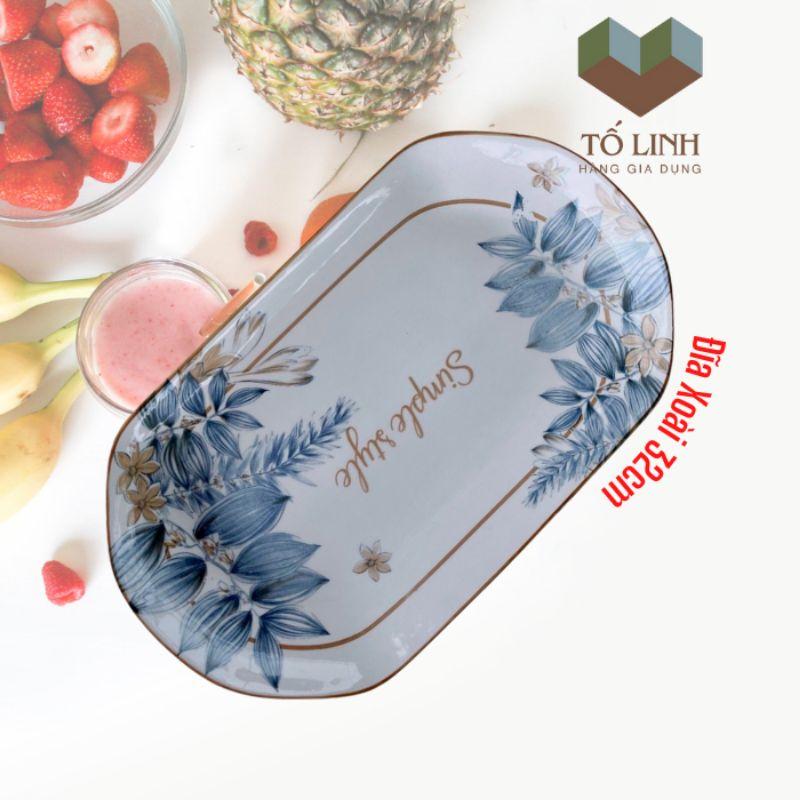 Dĩa Hột Xoài Sứ Cao Cấp Style 31.5cm,,Dĩa Xoài 12 Sứ Cao Cấp Style 31.5cm
