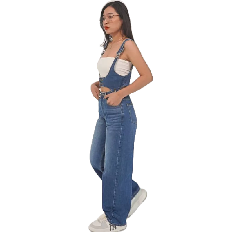 Bộ quần + Áo yếm nữ ngắn Y2 siêu hot, quần bò nữ cá tính chất denim Cao Cấp - thương hiệu Samma Jeans - Quần jeans
