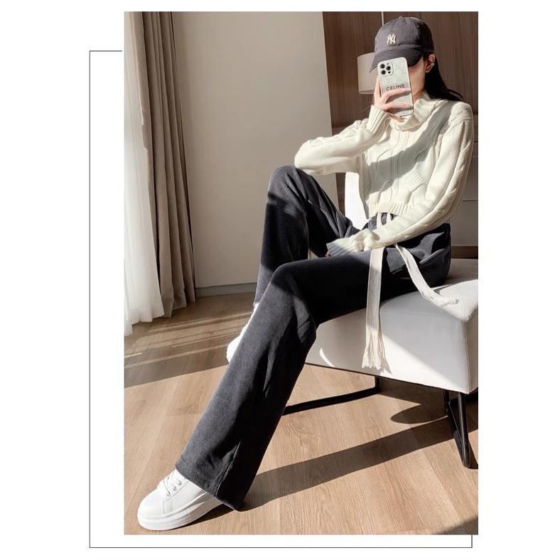 Quần Culottes Nữ Ống Rộng Dây Rút To Cạp Chun Vải Nhung 3 Màu Siêu Xinh