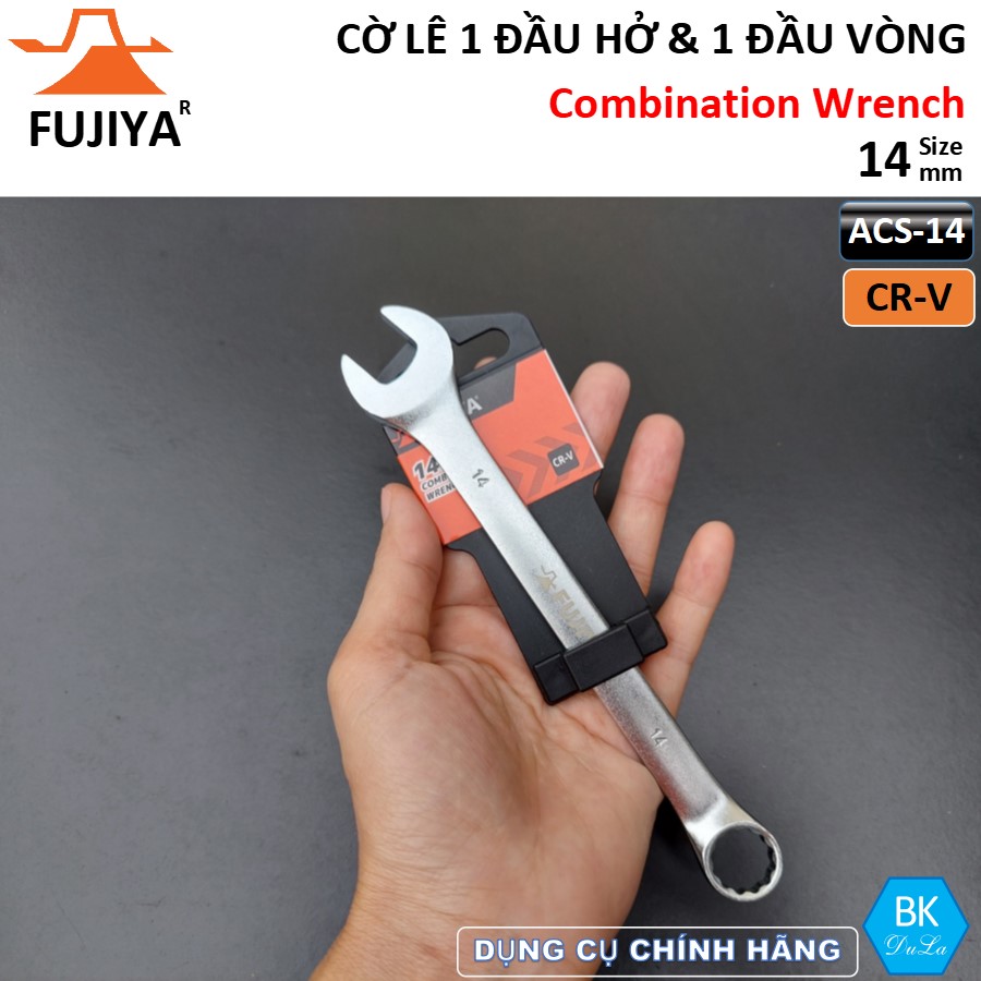 Cờ lê  kết hợp 1 đầu hở- 1 đầu vòng 14mm Fujiya Công nghệ Nhật Bản ACS-14 Thép CR-V