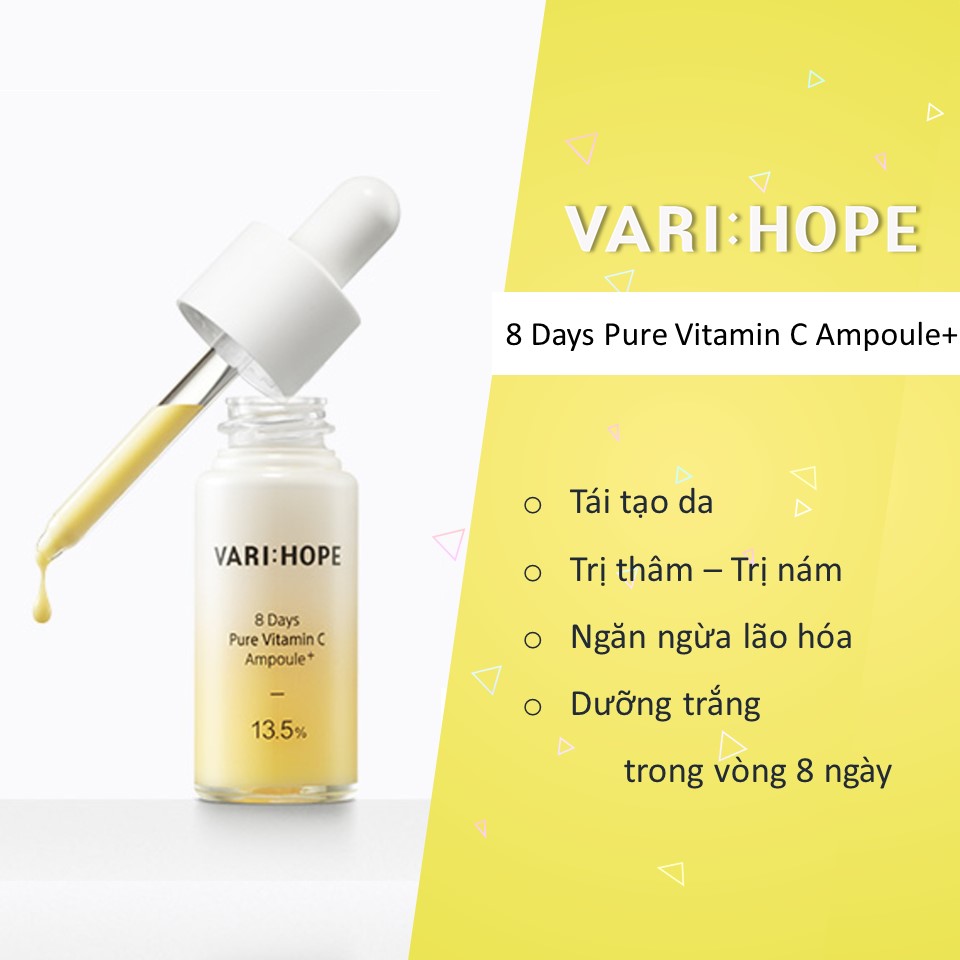 Tinh Chất Dưỡng Trắng, Làm Mờ Vết Thâm Trong 8 Ngày Vari:Hope 8 days Pure Vitamin C Ampoule Plus 15ml