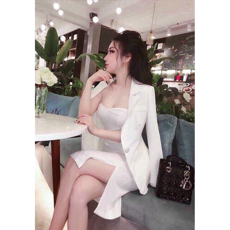 Đầm body cúp ngực kèm áo vest sexy sang chảnh