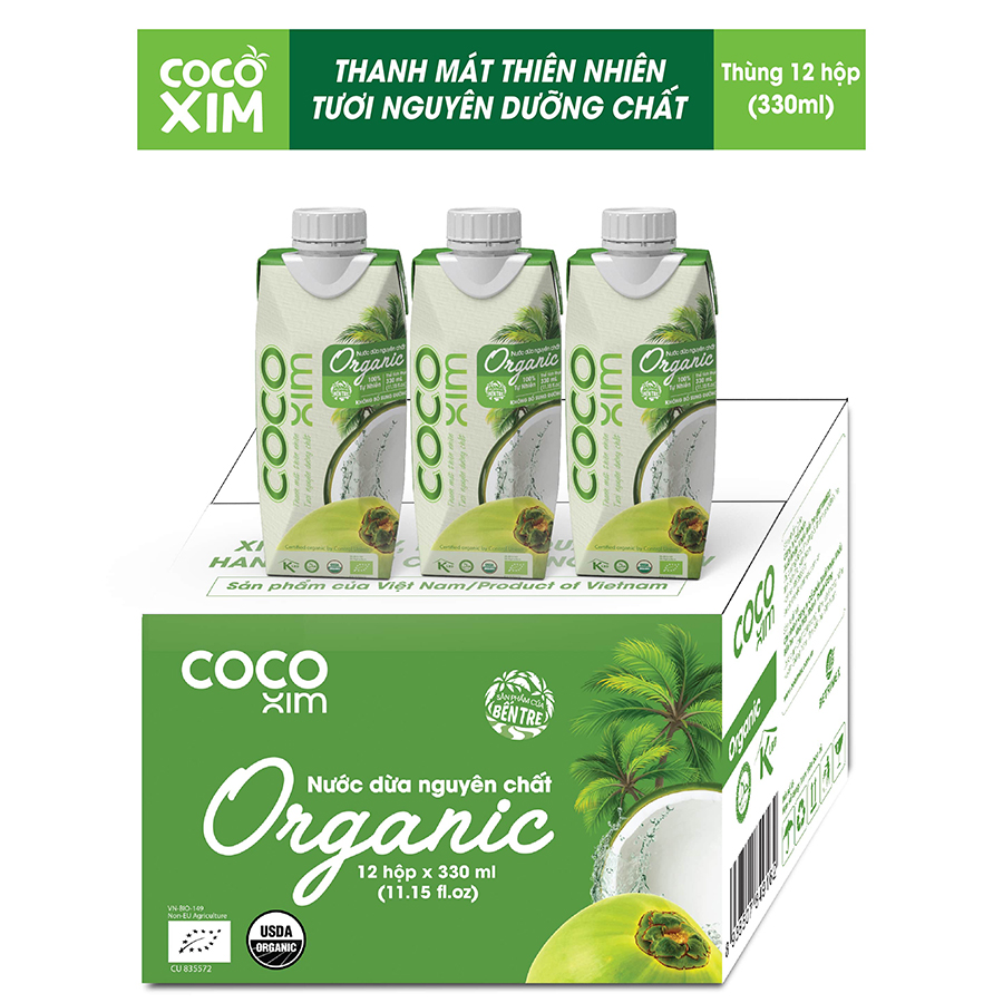 Thùng 12 Hộp Nước Dừa Cocoxim Oganic