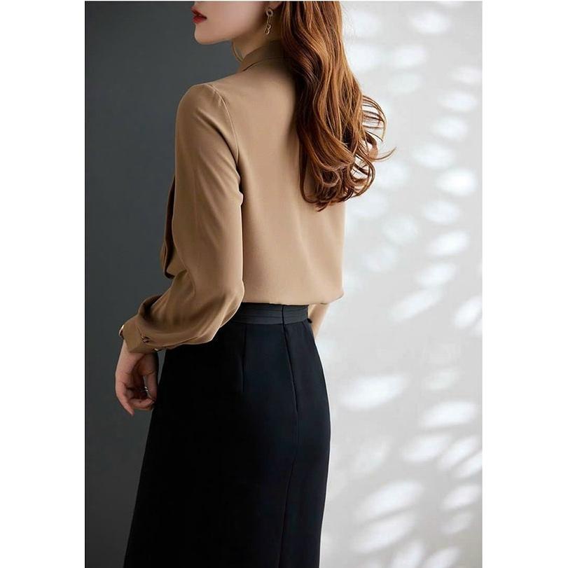 ÁO SƠ MI NỮ DẬP LY PHỐI NƠ CAO CẤP