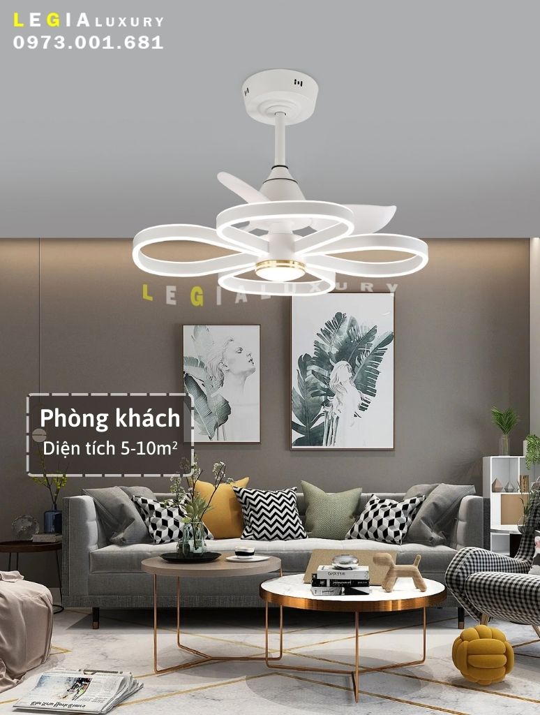 [Cao Cấp] Quạt trần hiện đại thiết kế sang trọng LÊ GIA VENUS006 | Quạt trần trang trí phong cách hiện đại | Quạt trần cao cấp có đèn mới nhất 2024 { Hàng Chính Hãng }