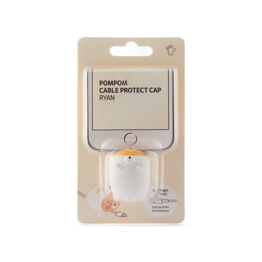 Bộ Bảo Vệ Cáp Sạc Kèm Dây Cáp Pompom Ryan Kakao Friends Hàng Chính Hãng