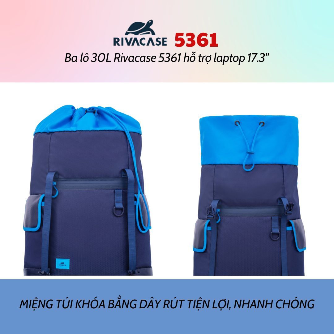 Balô 30L Rivacase 5361 Để Vừa laptop 17.3&quot; - Bảo Hành 24 Tháng - Hàng Chính Hãng