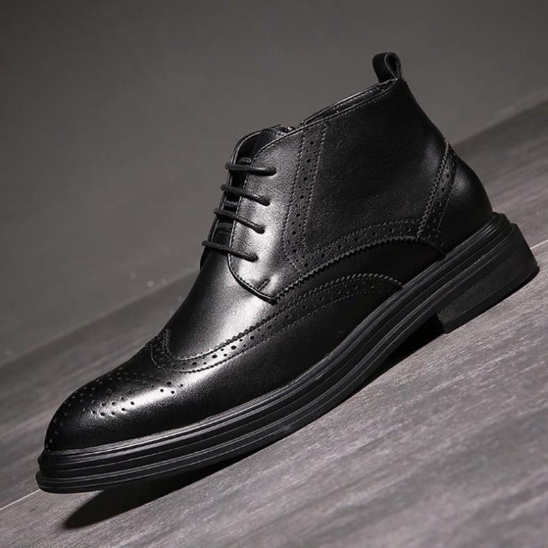 Giày Tây Nam DECEMBER Wingtip Derby Cao Cổ - Black