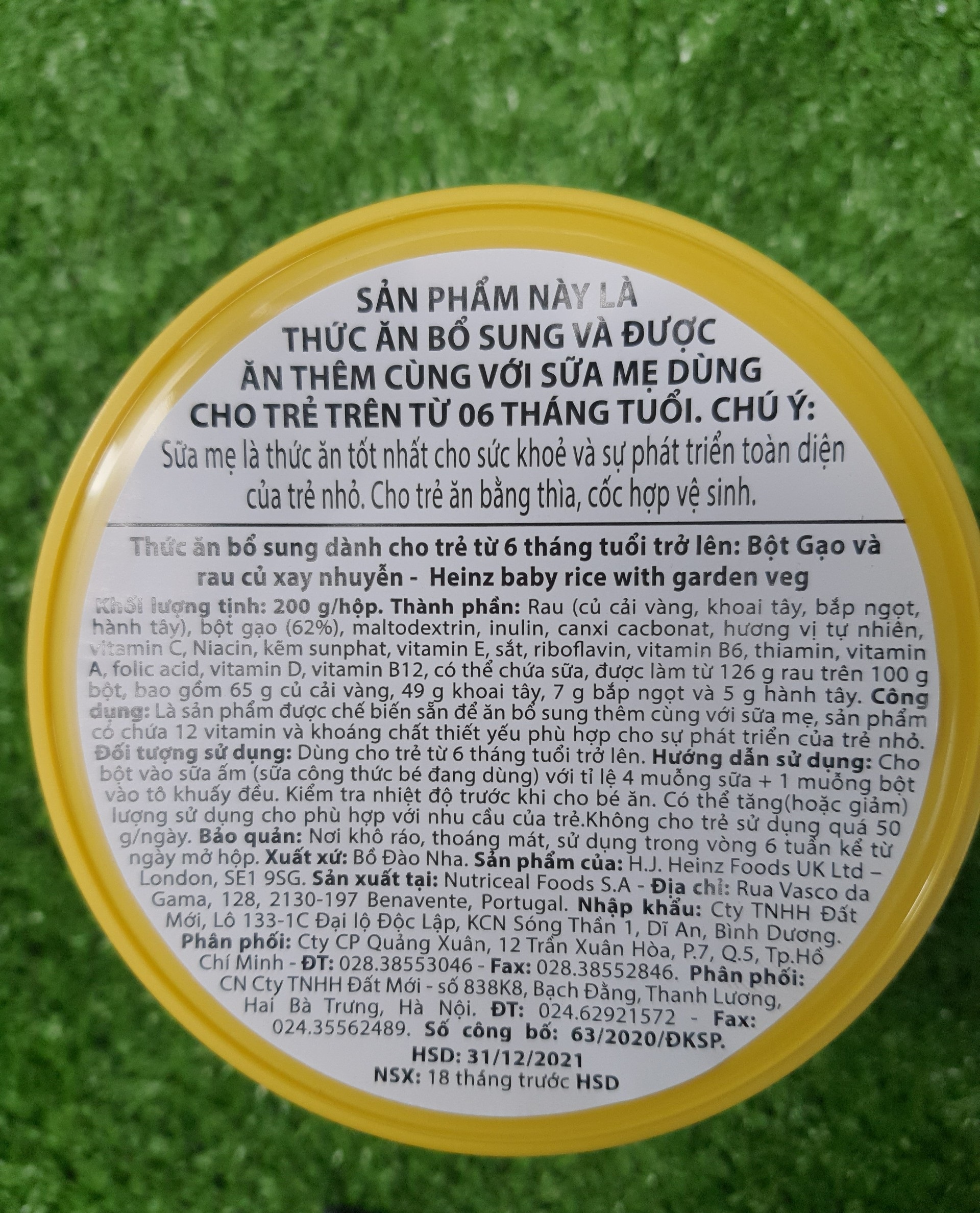 Bột ăn dặm gạo và rau củ xay nhuyễn heinz (200gr)