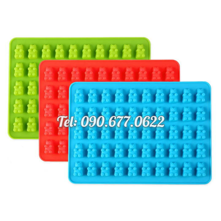 Khuôn silicone làm rau câu, kẹo dẻo chip chip, socola 50 gấu con – Mã số 1222