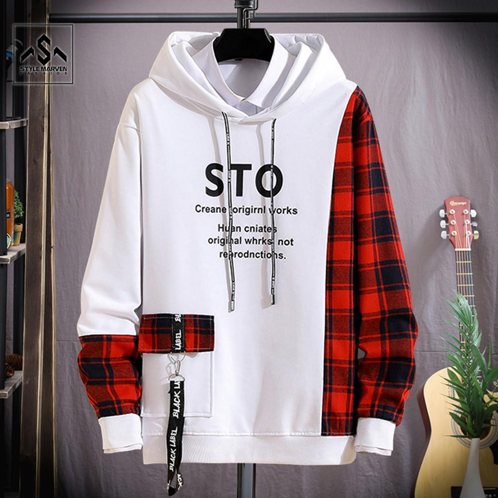 Áo hoodie nỉ nam thu đông thể thao STYLE MARVEN in chữ STO túi hộp kèm móc dây cá tính - TOP NAM 122