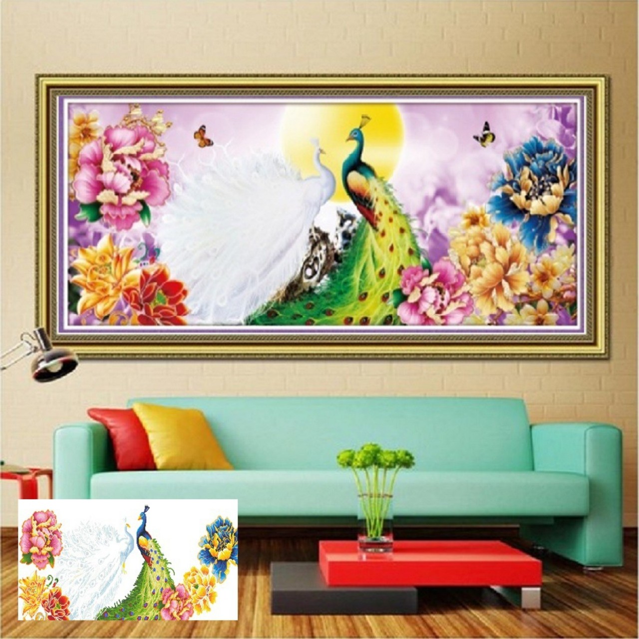 Tranh thêu chữ thập 3D Phu thê viên mãn - khách tự thêu