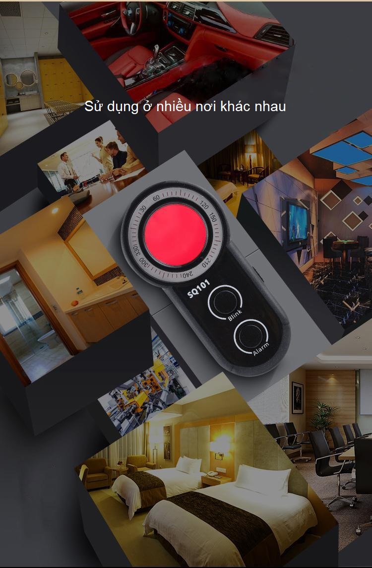 Thiết bị phát hiện camera quay lén tích hợp chức năng báo động chống trộm hoặc SOS đa năng cao cấp S101 ( Tặng kèm 03 nút kẹp cao su giữ dây điện cố định ngẫu nhiên )