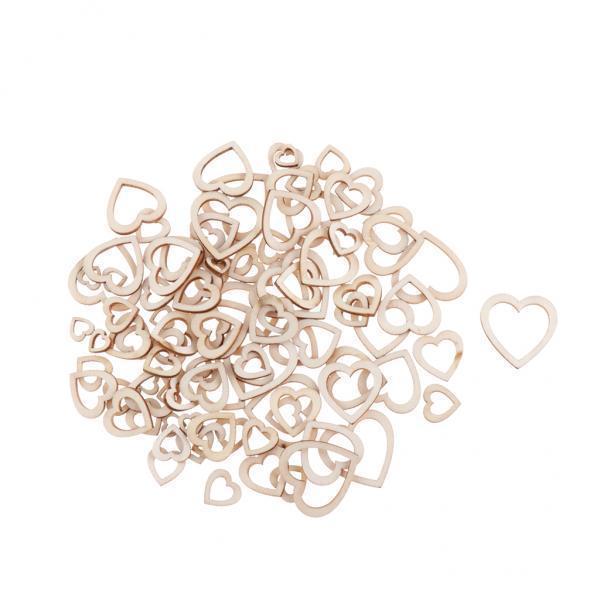 2-3pack 100 Pieces Love Shape Hearts Blank Hollow Wooden Embellishments Crafts