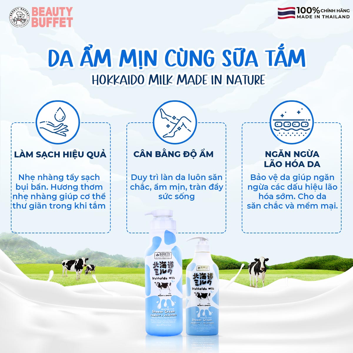 Sữa Tắm Dưỡng Ẩm Và Làm Sáng Mịn Da Từ Hokkaido Made In Nature 700ml