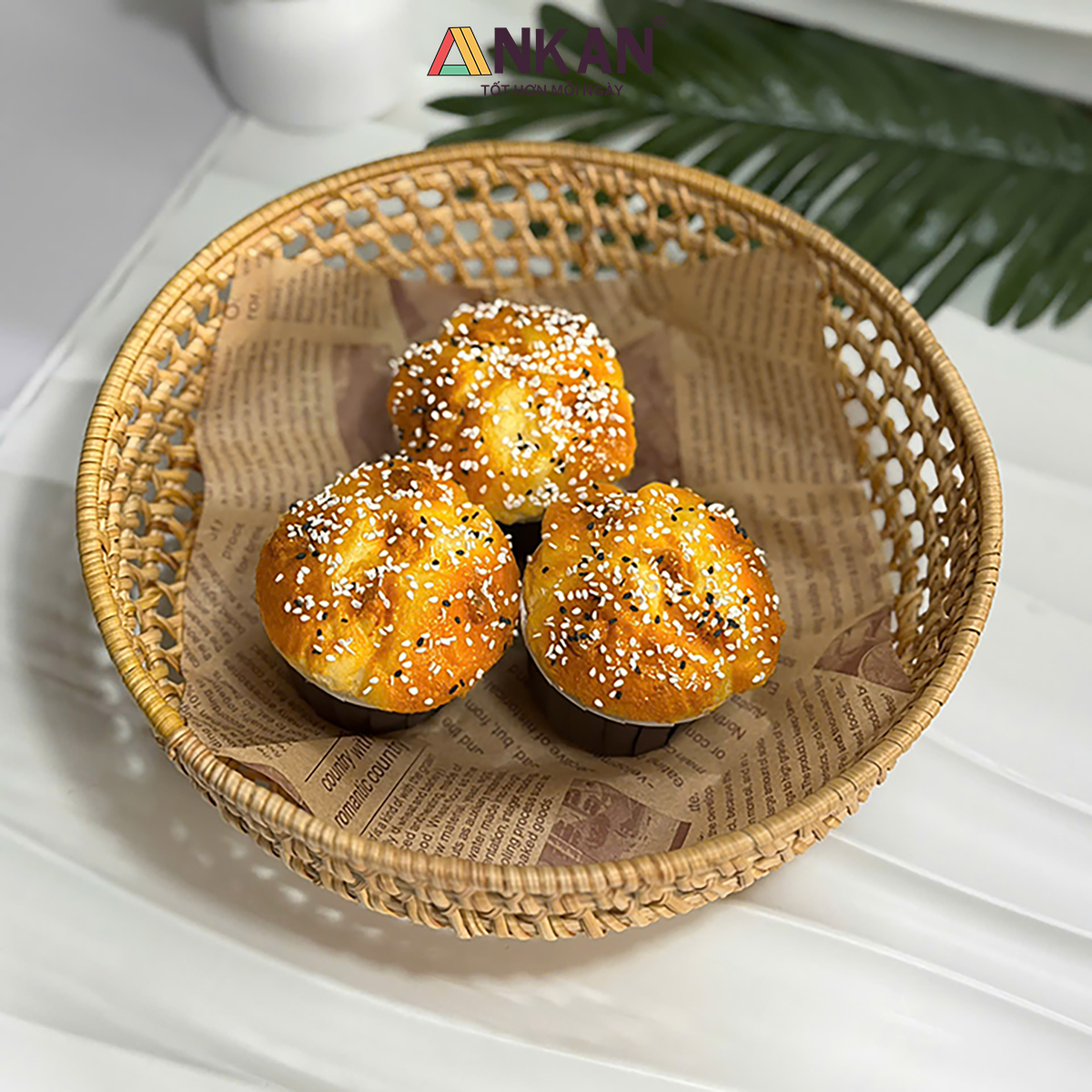 Khay Rổ Mây Tre Đan ANKAN – Đựng Trái Cây, Bánh Kẹo, Đồ Khô, Decor Nhà Ăn &amp; Phòng Khách – Thủ Công Việt Nam