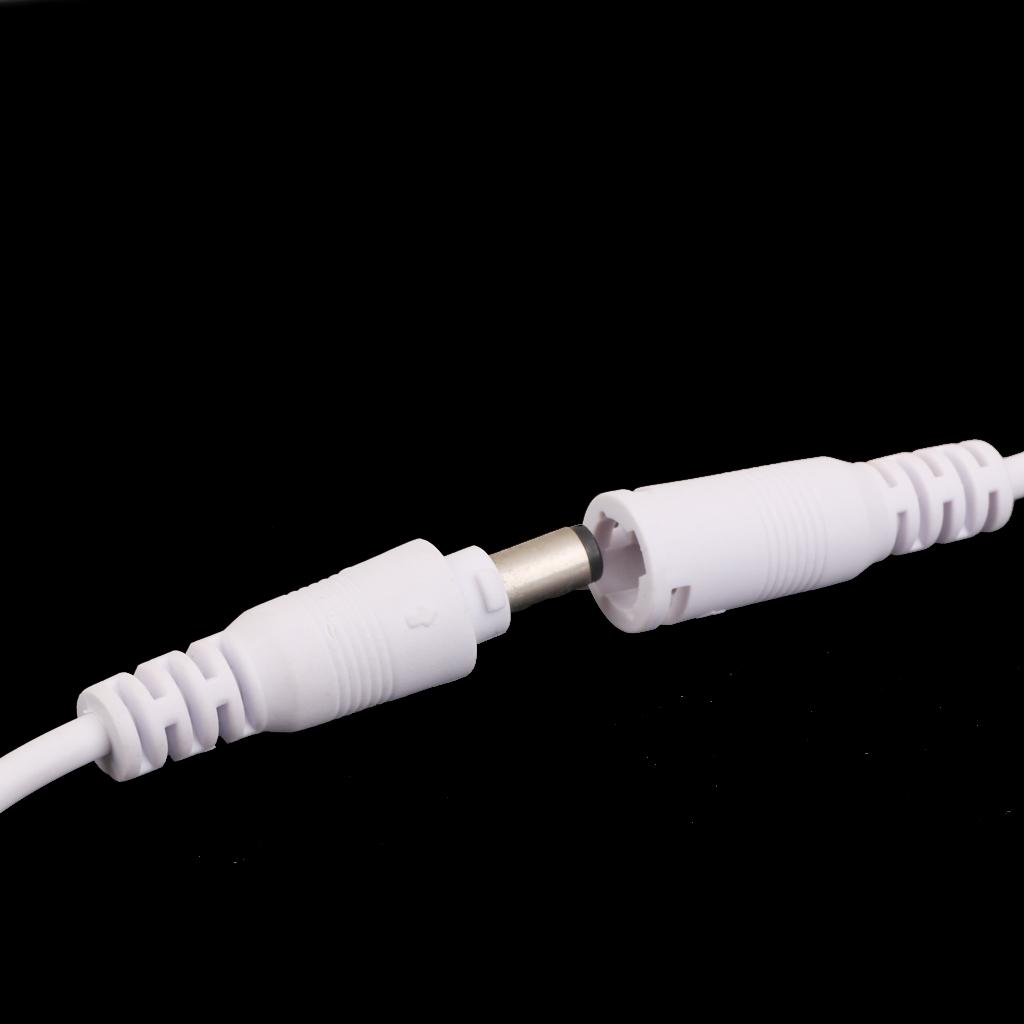 2pcs DC 5.5X2.1 Female Male Adapter Cable Wire for CCTV Camera Monitor White