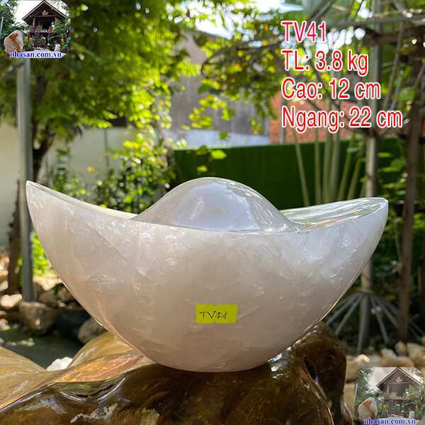 Thỏi vàng phong thủy đá thạch anh trắng - vật phẩm hút tài lộc, vượng khí-3.8kg 22 x 12 x 13  TV41