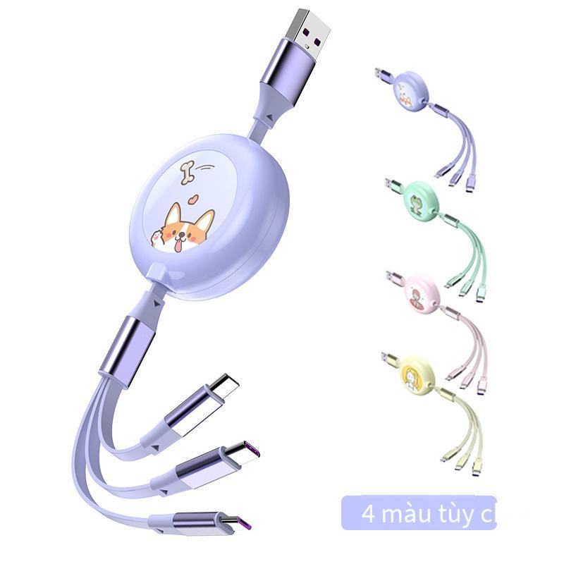 Cáp dữ liệu kéo dài một đến ba giá thấp nhất 6A sạc nhanh cáp sạc ba trong một dạng ống lồng quà tặng mẫu quảng cáo LOGO tùy chỉnh