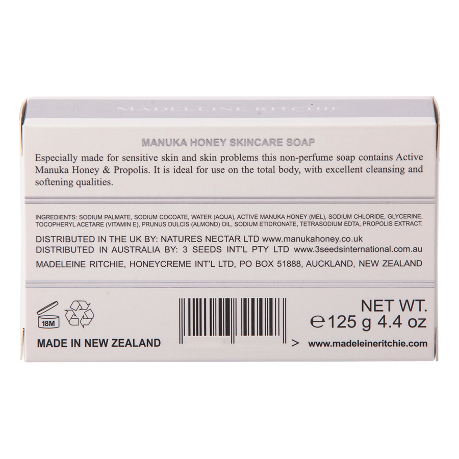 Xà Phòng Mật Ong Madeleine Ritchie Manuka 18+ Hỗ Trợ Viêm Da, Chàm Da, Vẩy Nến, Nhạy Cảm, Khô, Mụn, Dị Ứng