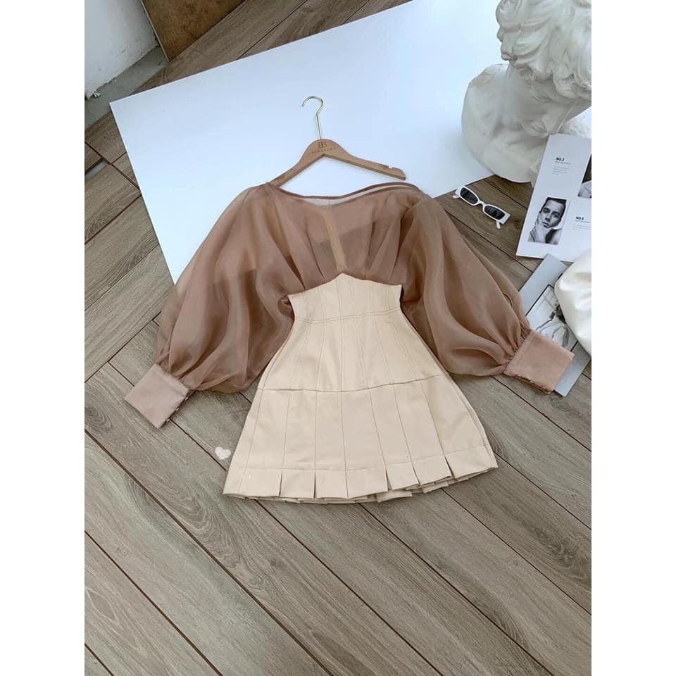 Set Áo Trẻ Vai Điệu Đà Kèm Chân Váy Siêu Hot Hàng Chuyển Chọn BY8355