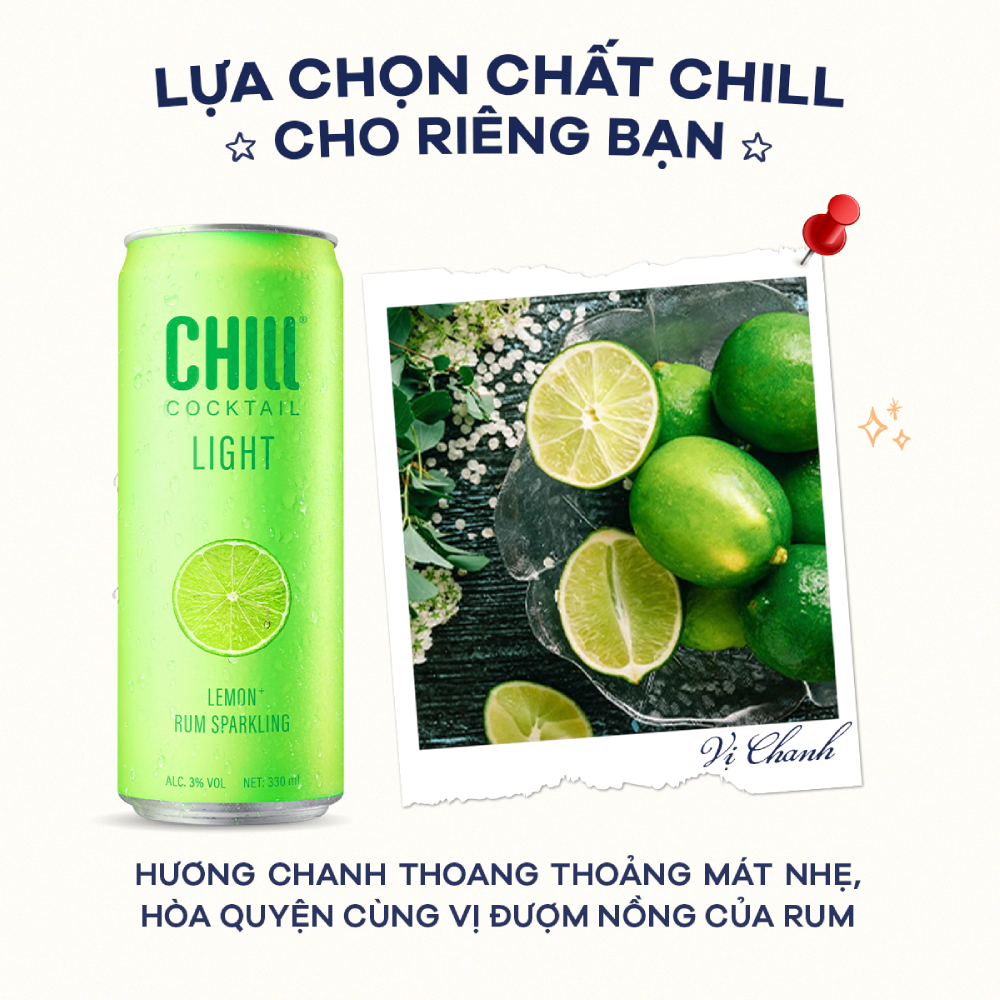 Thùng 6 lon Chill Cocktail mix vị 330ml/lon