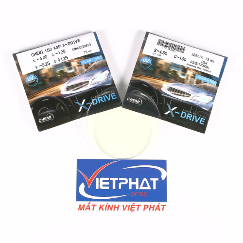 Tròng kính lái xe Đổi màu Chemi 1.60 ASP X-DRIVE chính hãng