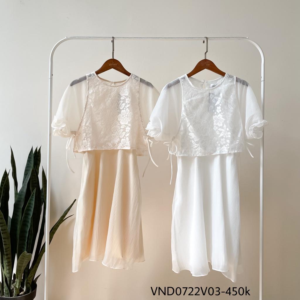 Váy dài yếm hoa thắt nơ bên eo hàng thiết kế vnd0722v03 by germe