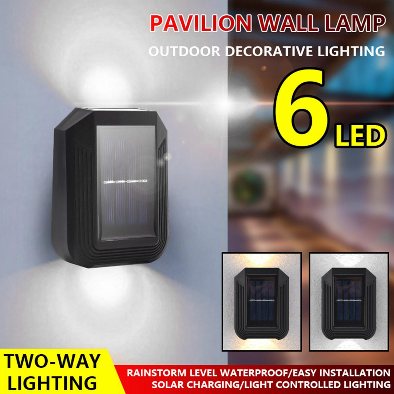 2pcs Solar Powered Wall Mounted 6 LED Light Outdoor Landscape Yard Lamp