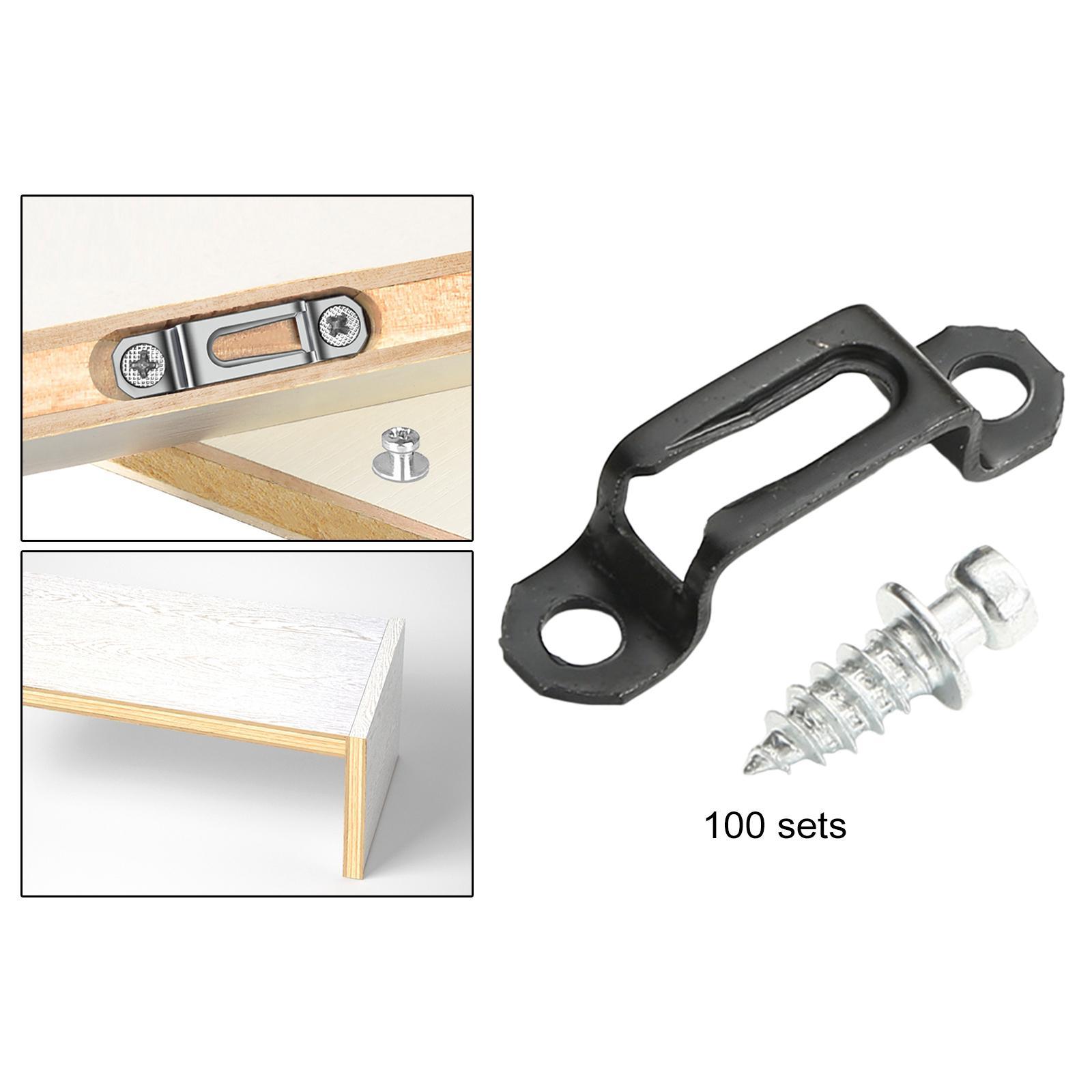 100x Invisible Connector Screw Fasteners Steel 2 in 1 Cabinet Hinge Assembly