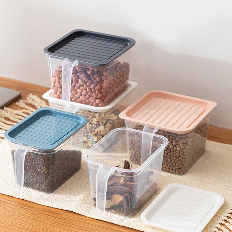 Refrigerator Storage Box Sealed Jar Fresh-keeping Food Storage Storage Box Crisper with Handle Veggie Fruit Container Kitchen Organizer with Cover