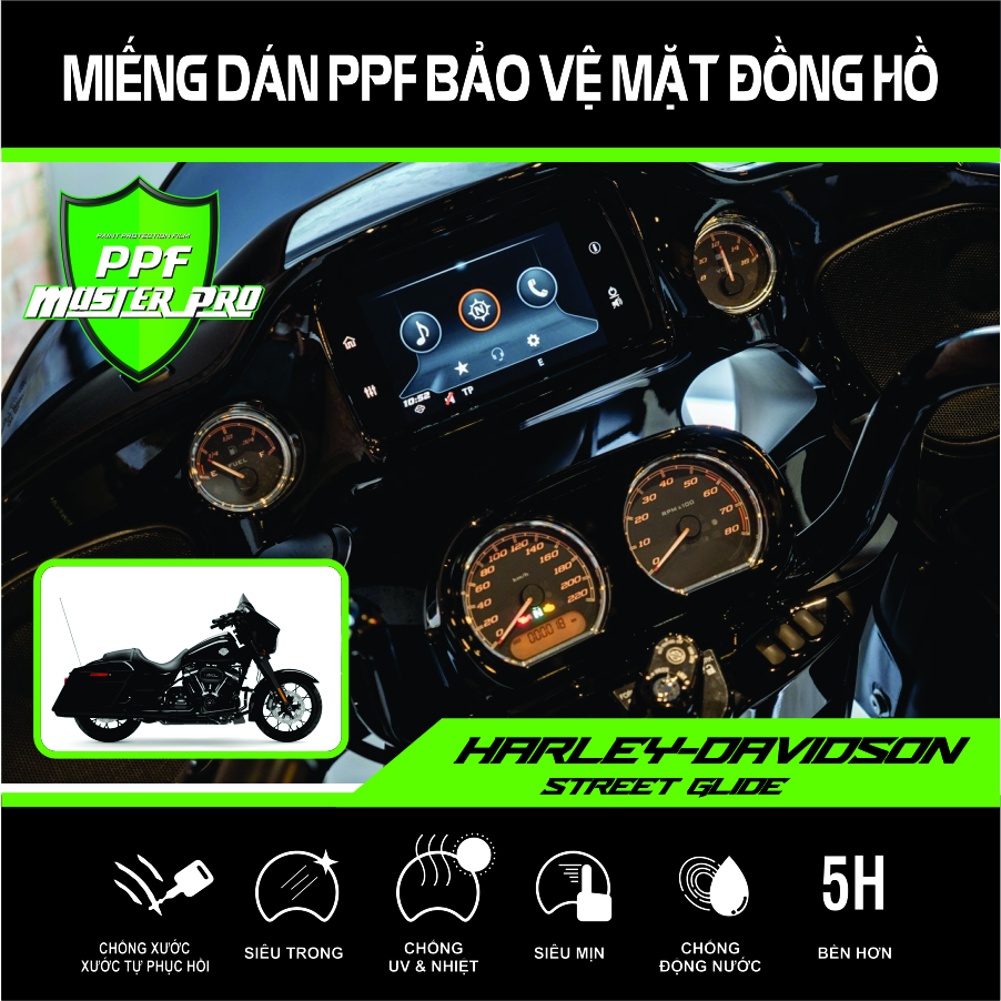 Miếng Dán PPF Bảo Vệ Mặt Đồng Hồ Xe Harley-Davidson Street Glide | Chất Liệu Film PPF