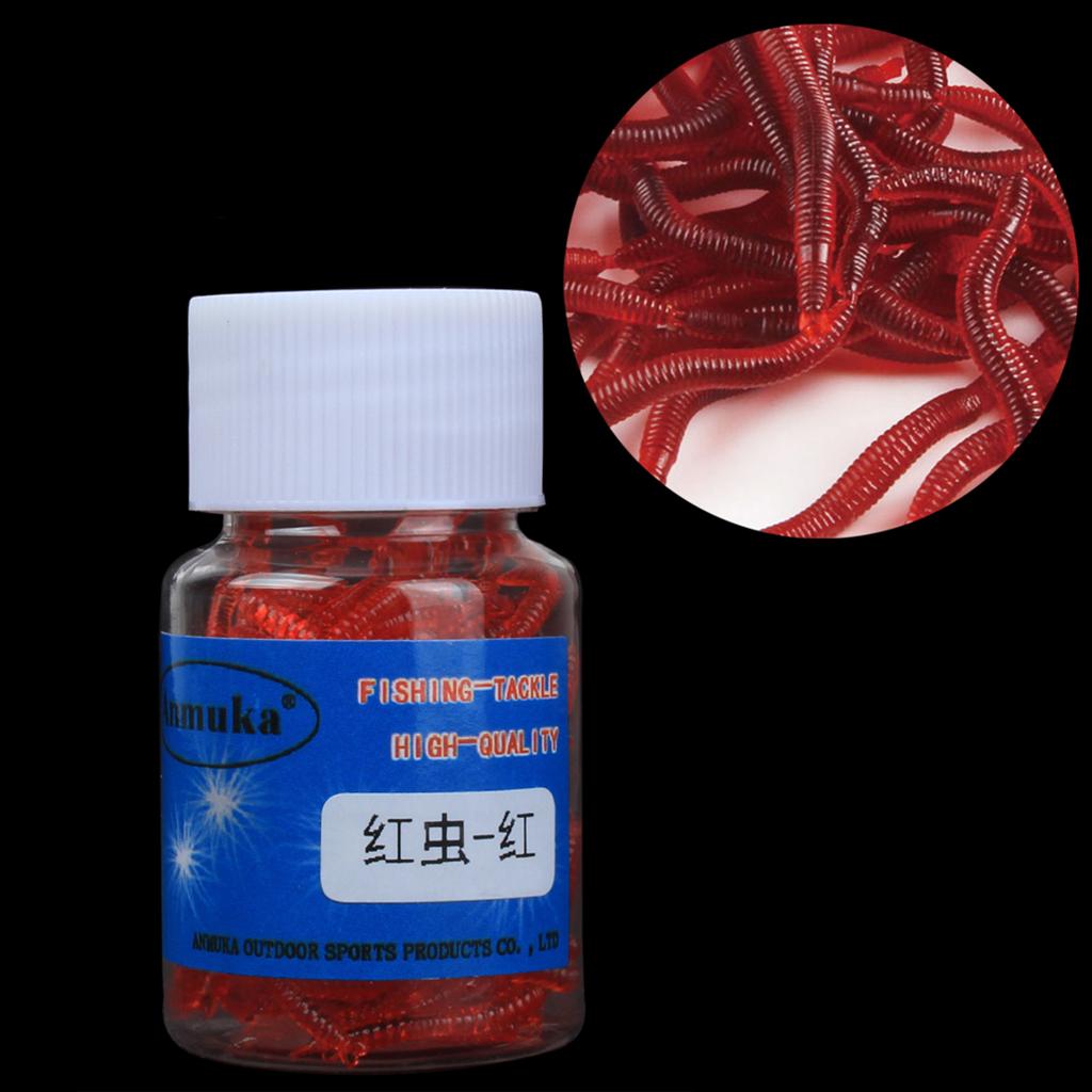 1 Box Imitation Earthworm Artificial Soft Bait Fishing Lure Red