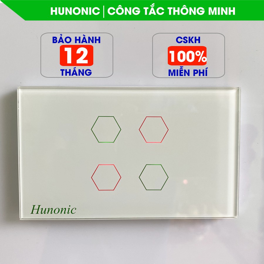 Công tắc thông minh WIFI mặt kính cảm ứng 4 nút [chính hãng]