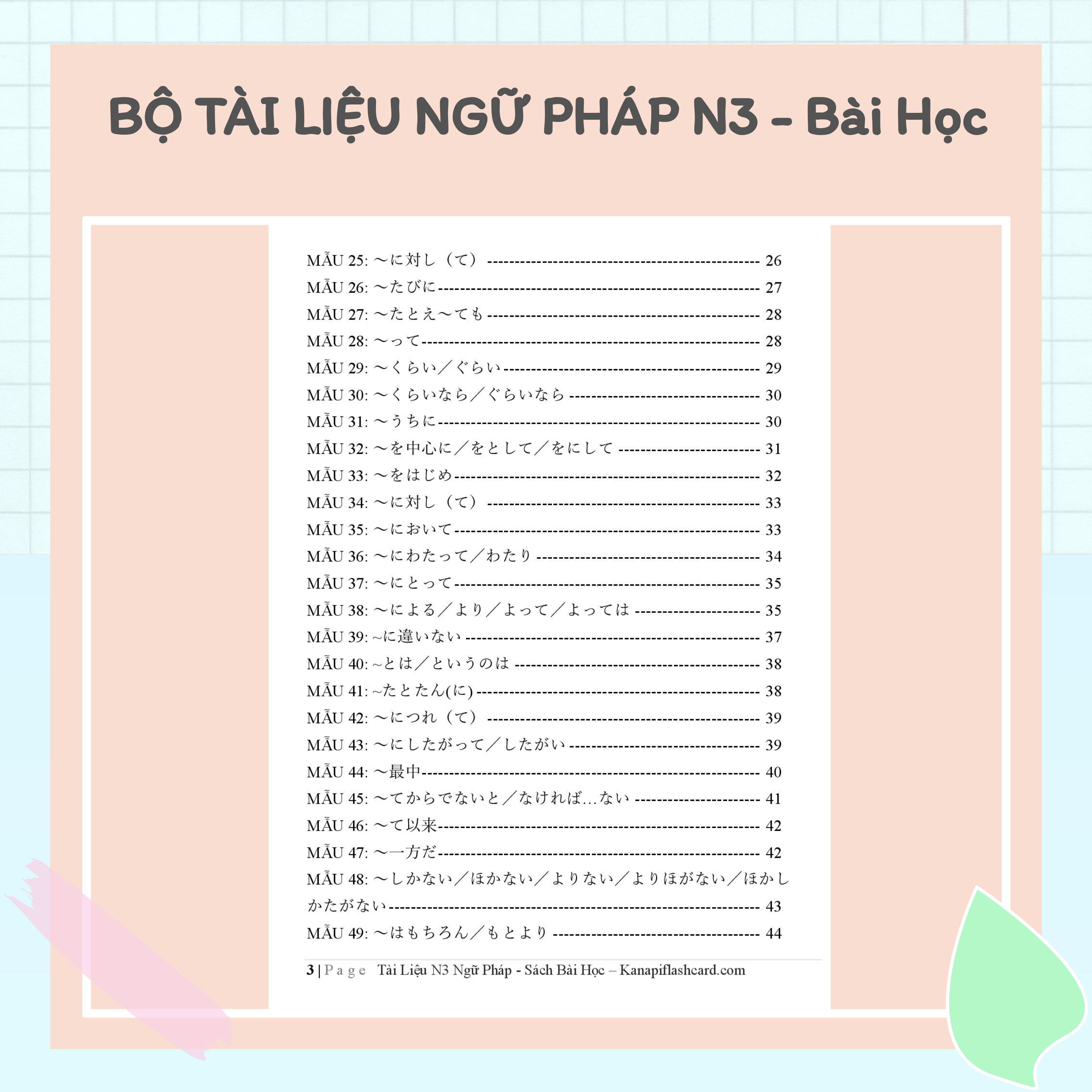 Bộ Tài Liệu N3 Ngữ Pháp - Kanapi Flashcard