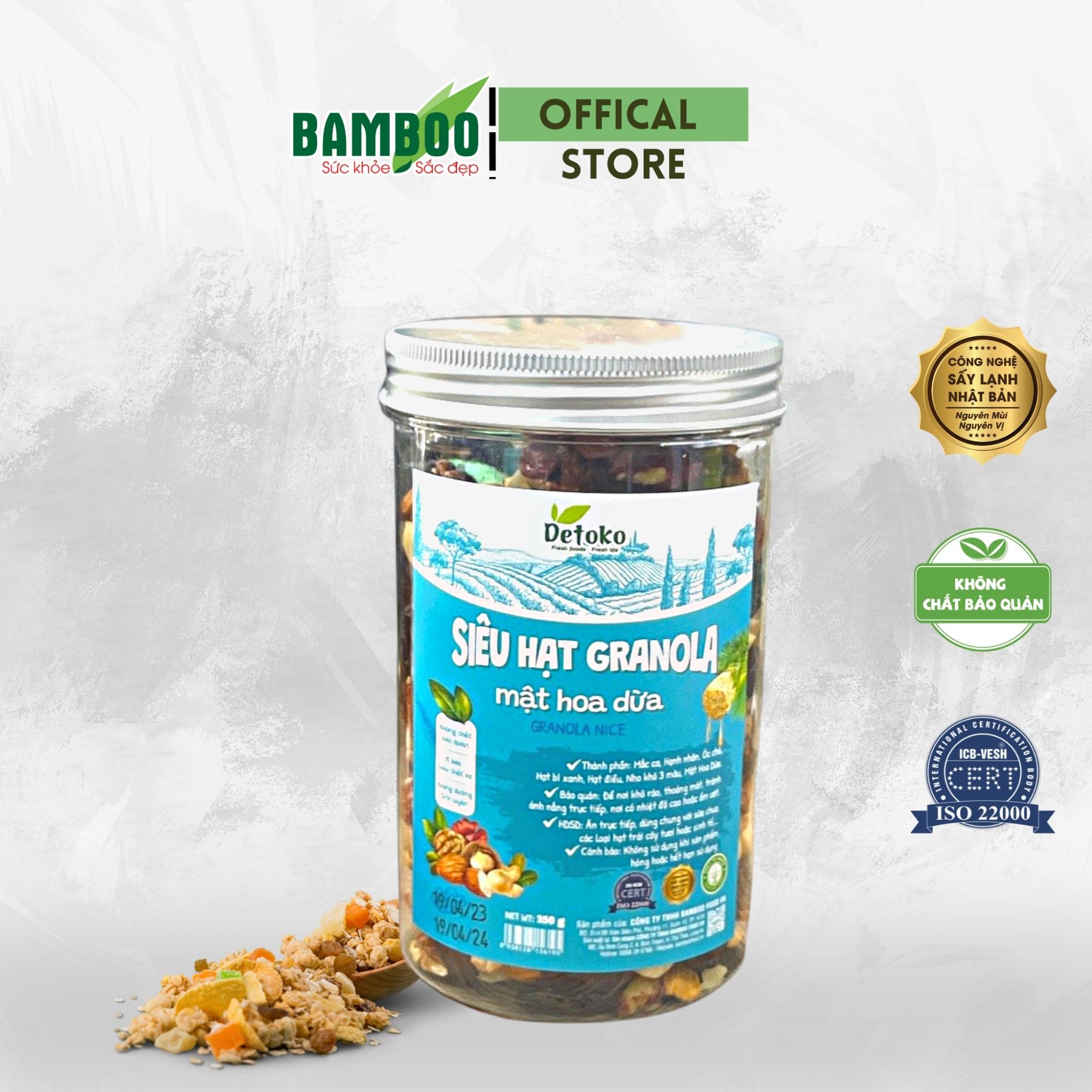 Granola siêu hạt mật hoa dừa không yến mạch 350g Detoko sản phẩm thuần chay