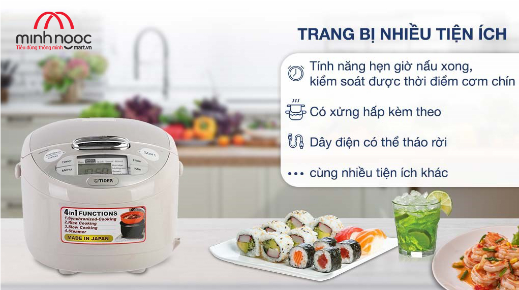 HÀNG CHÍNH HÃNG: Nồi cơm điện Tiger dung tích 1.8l JAX - S18W MADE IN JAPAN